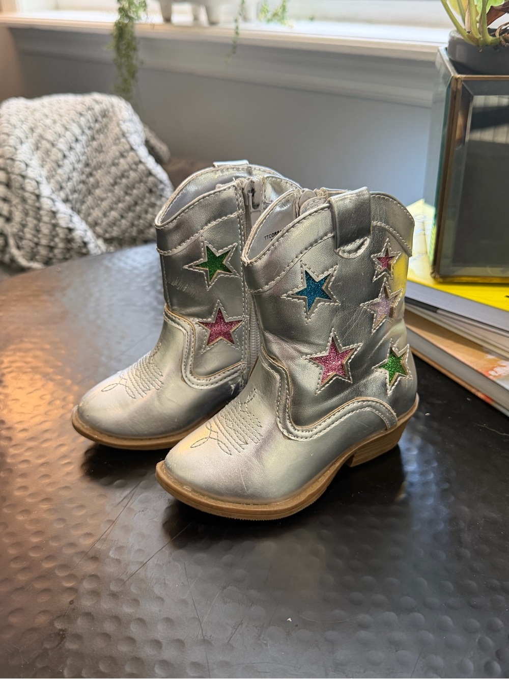 Tucker + Tate Silver Metallic Kids' Cowboy Boots